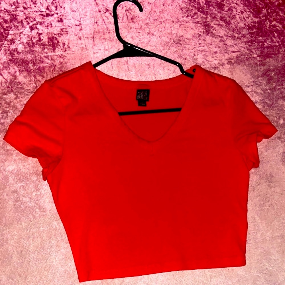 Wild Fable Bright Red Short Sleeve Crop Top